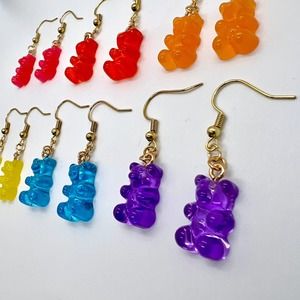 Mini Gummy Bear Earrings - Red, Pink, Orange, Yellow, Blue or Purple